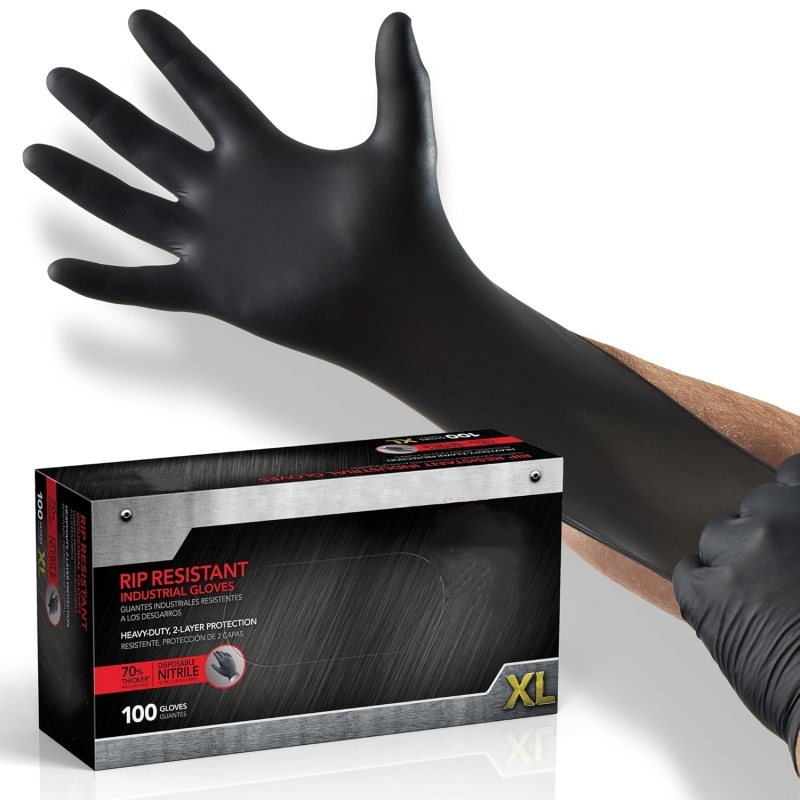 Nitrile Mechanic Glove - 100 Pezzi Guanti in Nitrile Nero